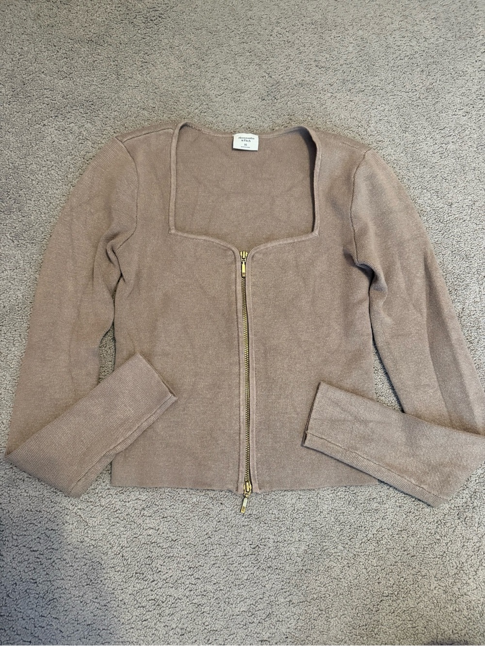 Abercrombie & Fitch Taupe Zip-Front Top | Size XS